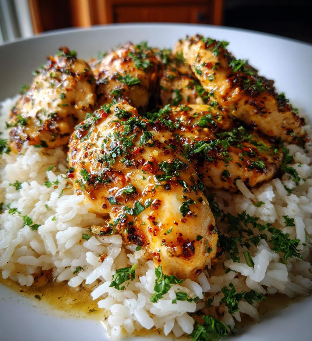 garlic butter chicken and rice - detail 1