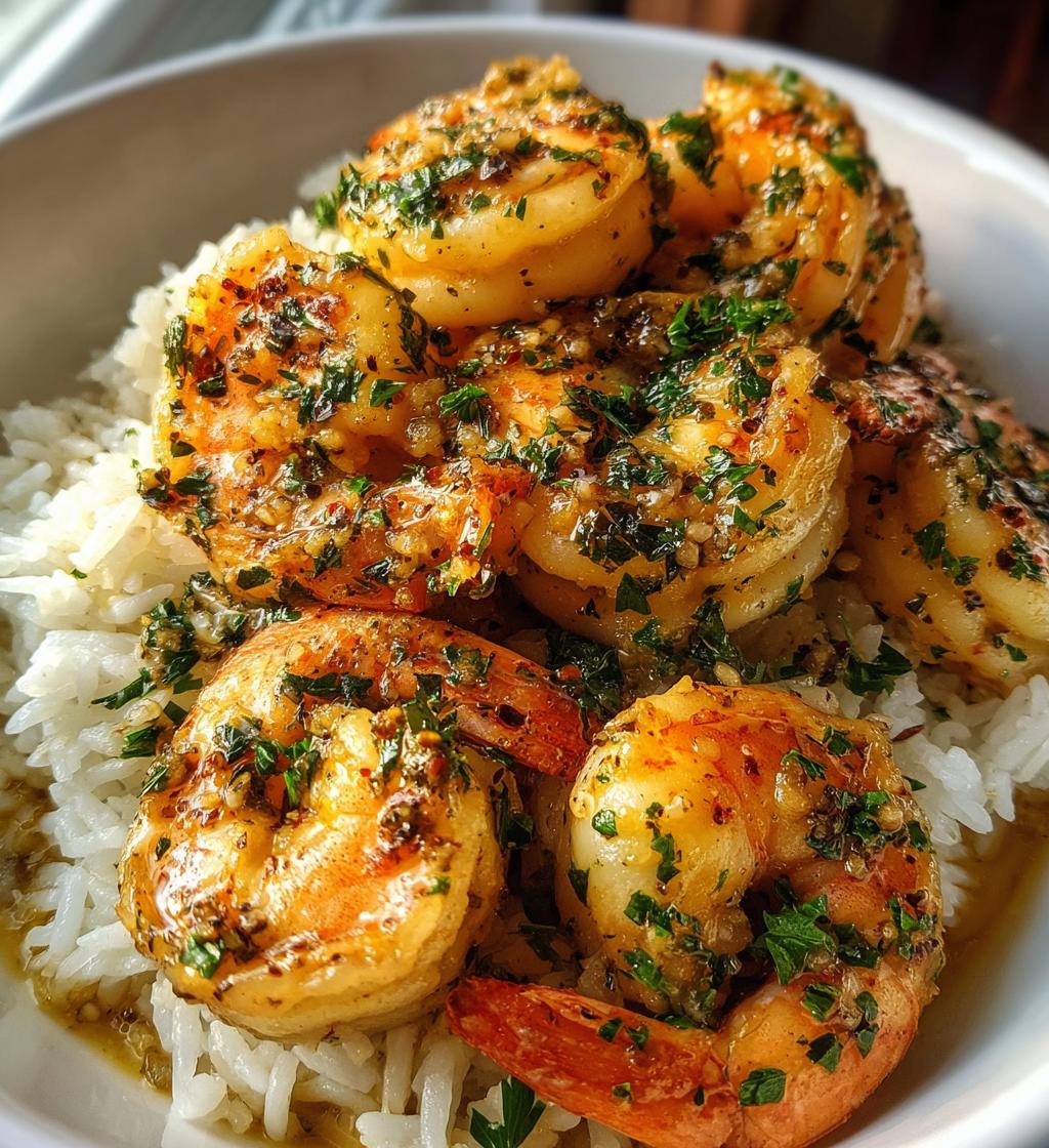 garlic butter shrimp and rice - detail 1