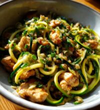 garlic chicken zucchini noodles stir fry