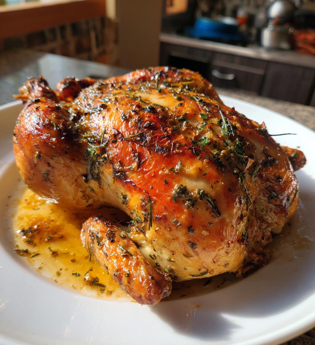 garlic herb butter roast chicken