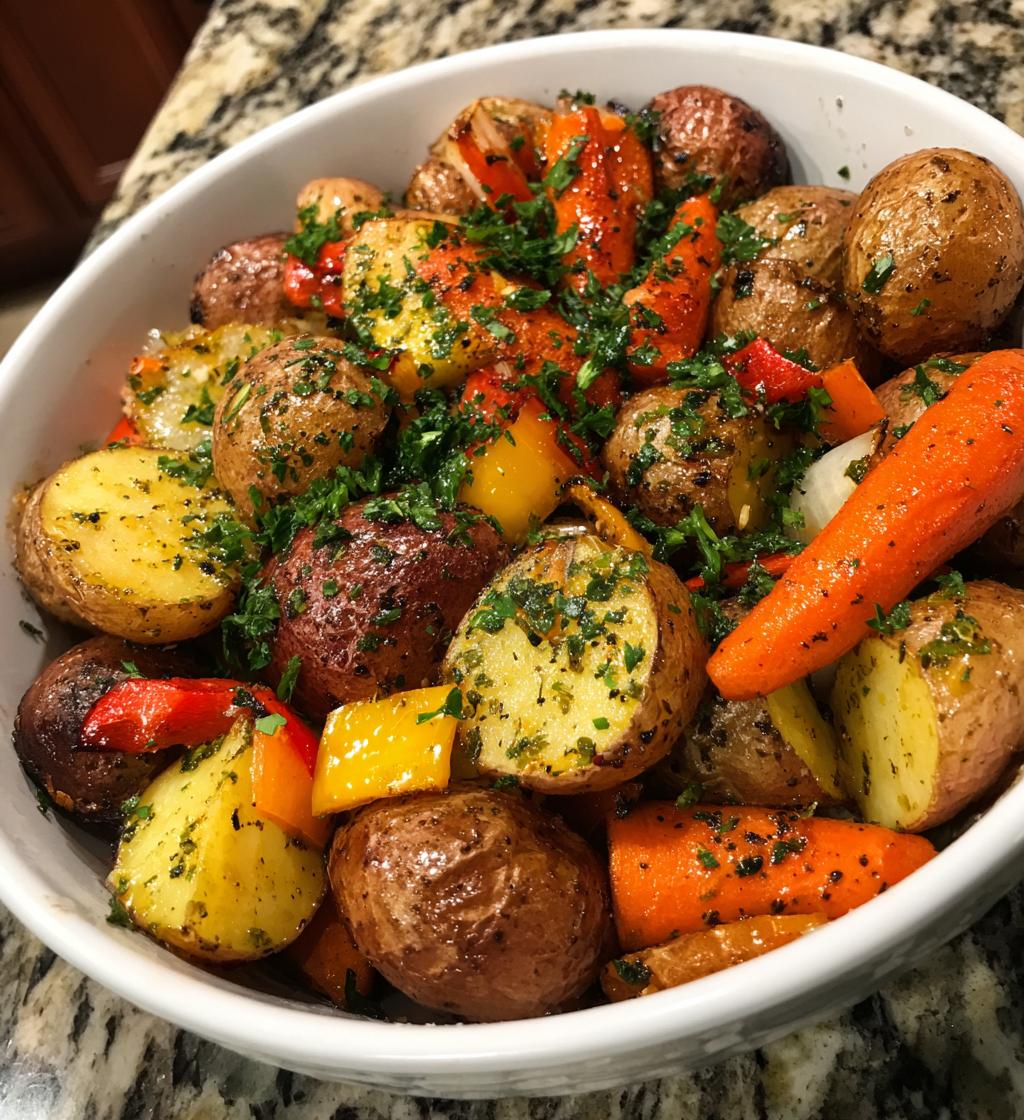 garlic herb roasted potatoes and veggies - detail 1