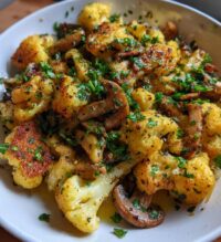 garlic mushroom cauliflower skillet