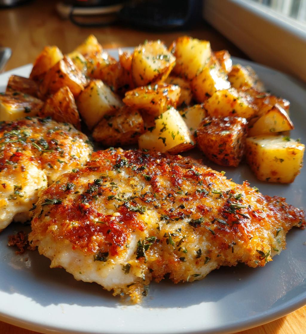garlic parmesan chicken and potatoes - detail 1