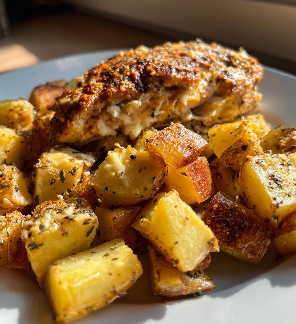 garlic parmesan chicken and potatoes