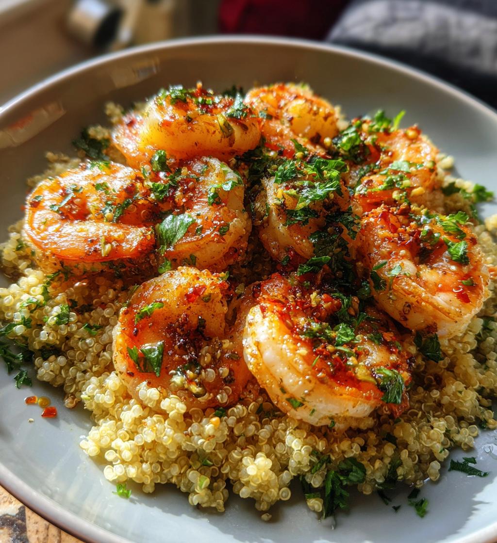 garlic shrimp quinoa - detail 1