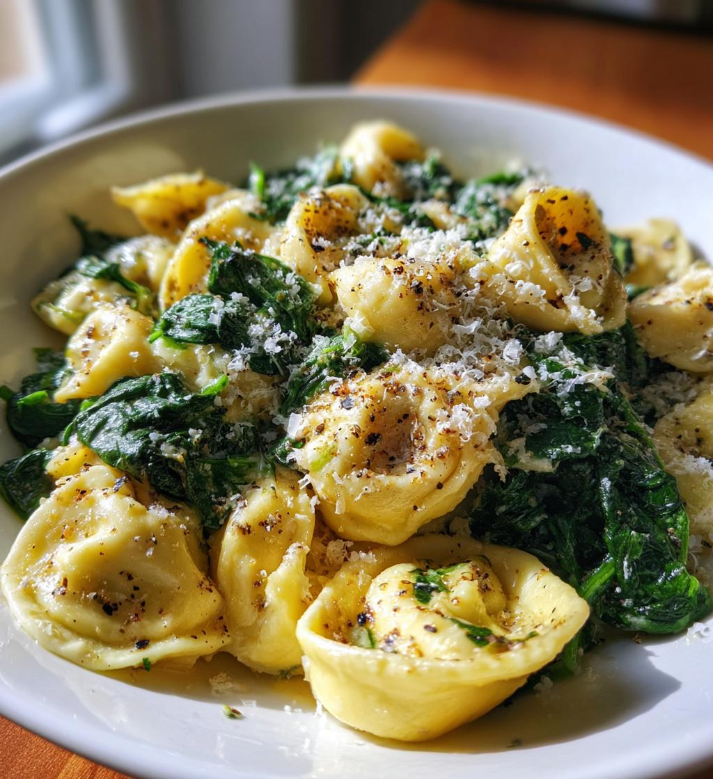 garlic spinach tortellini - detail 1