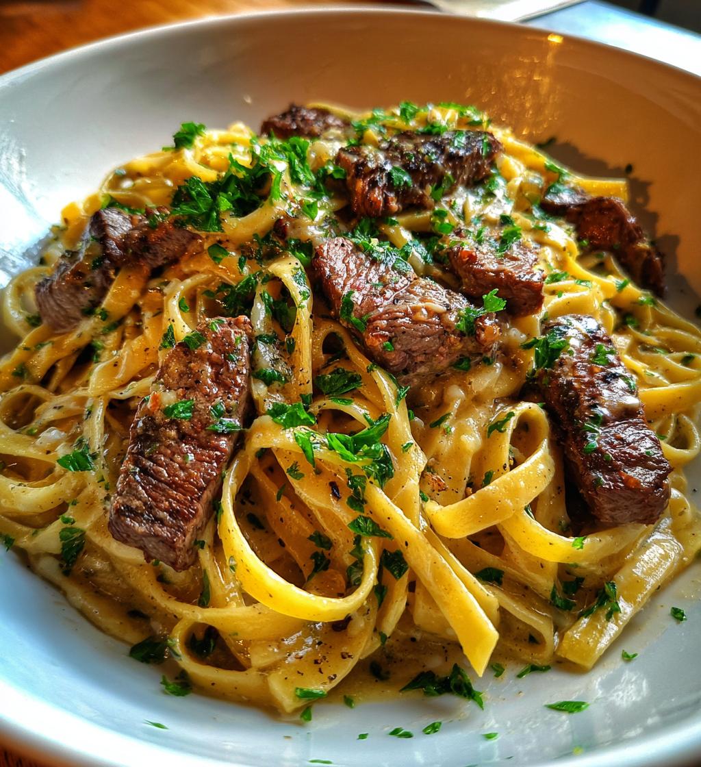 garlic steak pasta recipe - detail 1