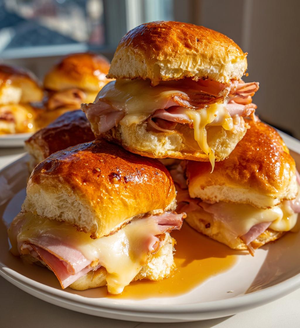 glazed ham and cheese sliders - detail 1