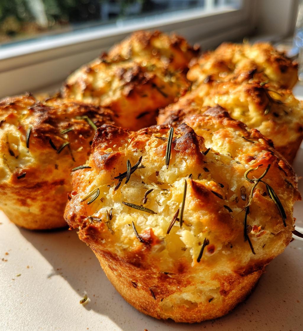 golden crust garlic rosemary focaccia muffins