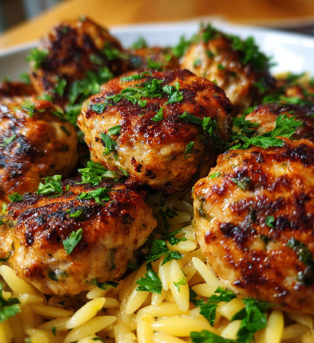 greek chicken meatballs with lemon orzo - detail 1