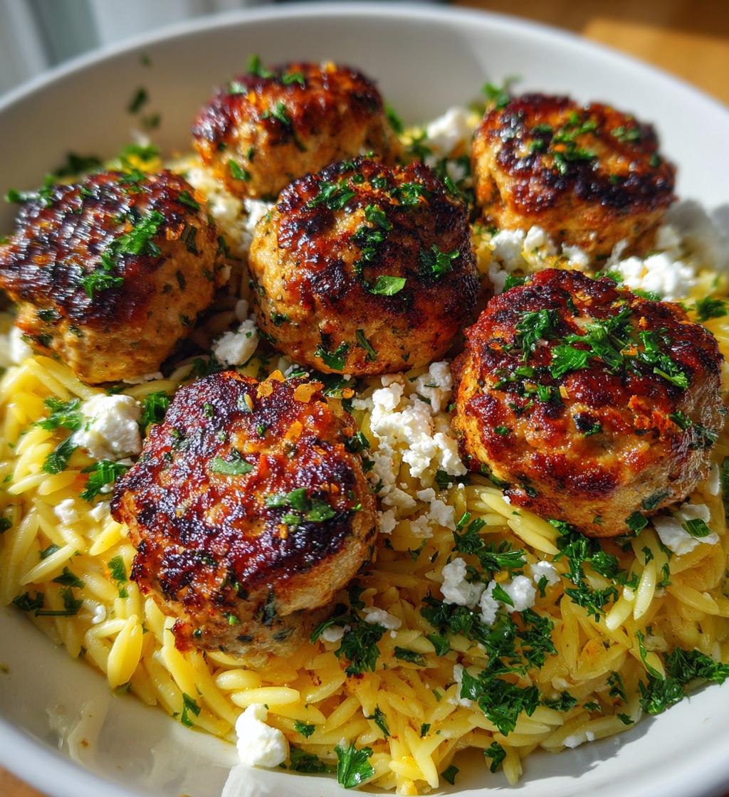 greek chicken meatballs with lemon orzo