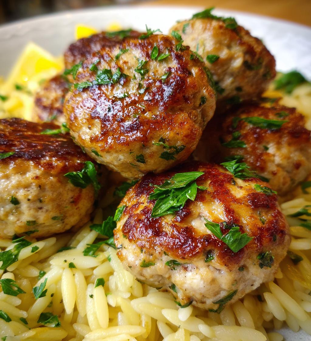 greek chicken meatballs with lemon orzo