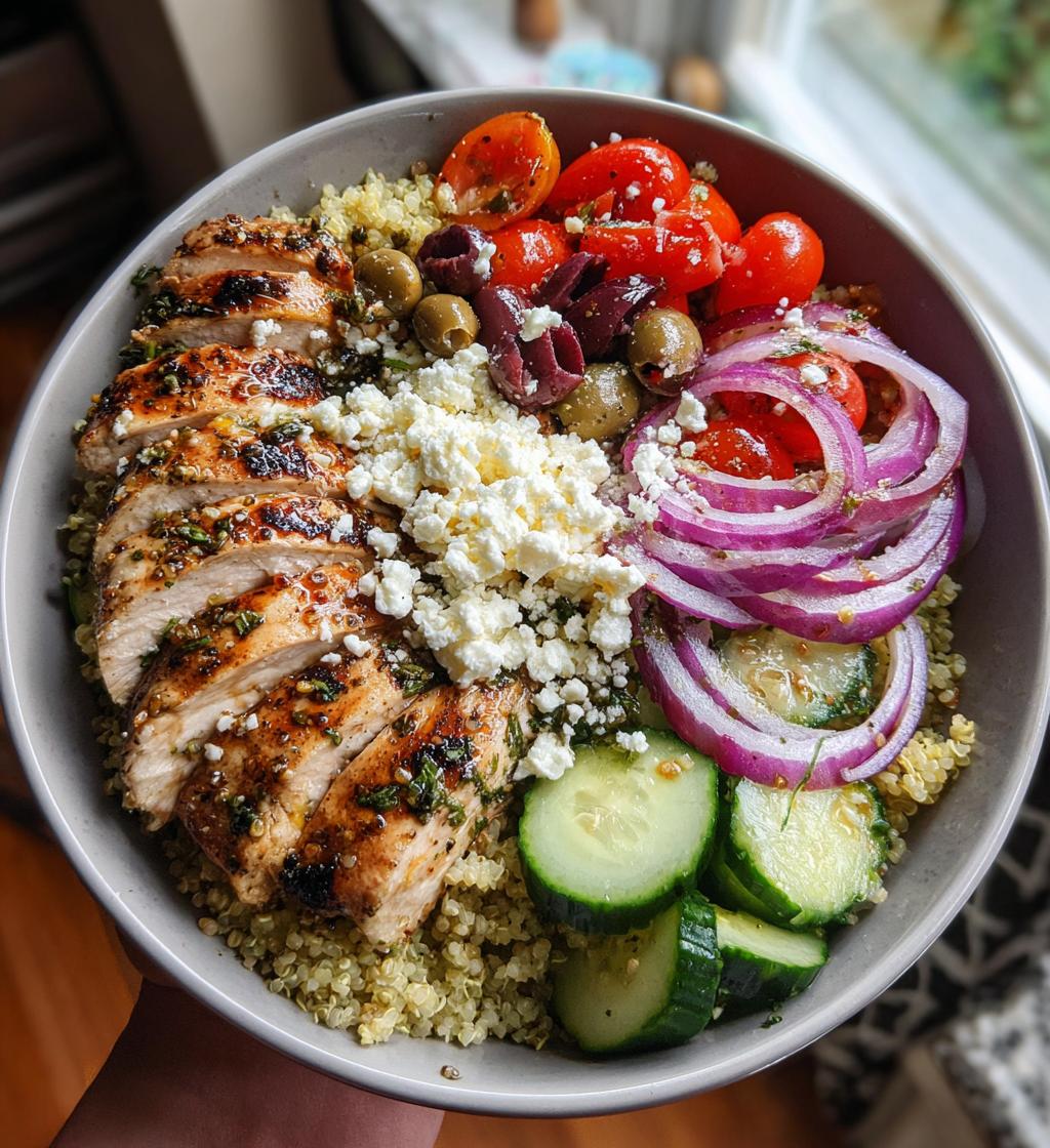 greek chicken quinoa bowl