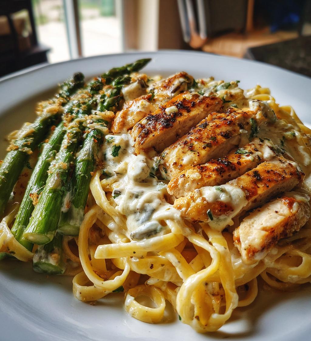 greek chili chicken alfredo recipe with smoked feta cream crispy parmesan asparagus - detail 1