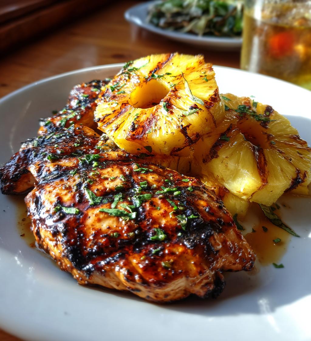 grilled aloha chicken and pineapple - detail 1