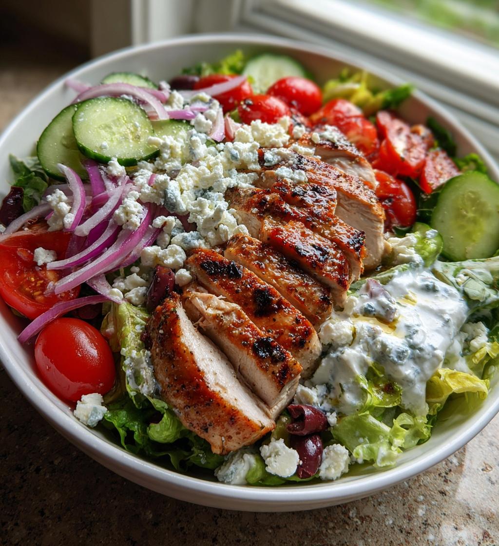 grilled chicken greek salad with tzatziki