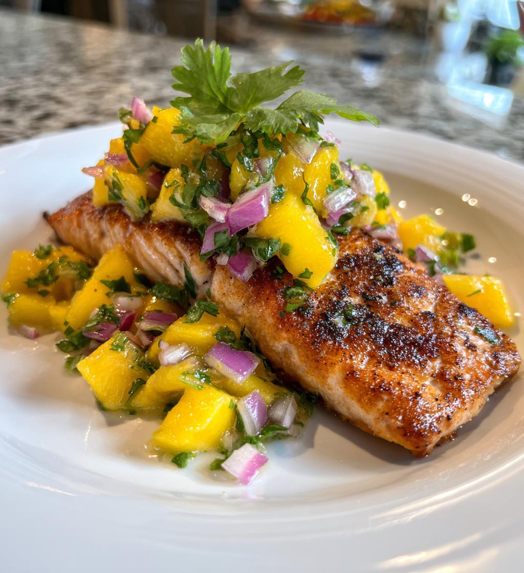 grilled salmon with mango salsa - detail 1
