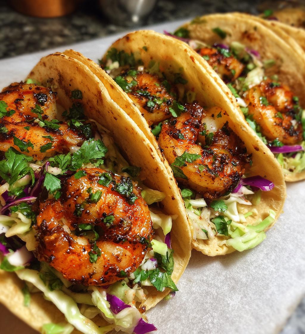 grilled shrimp tacos with cabbage slaw