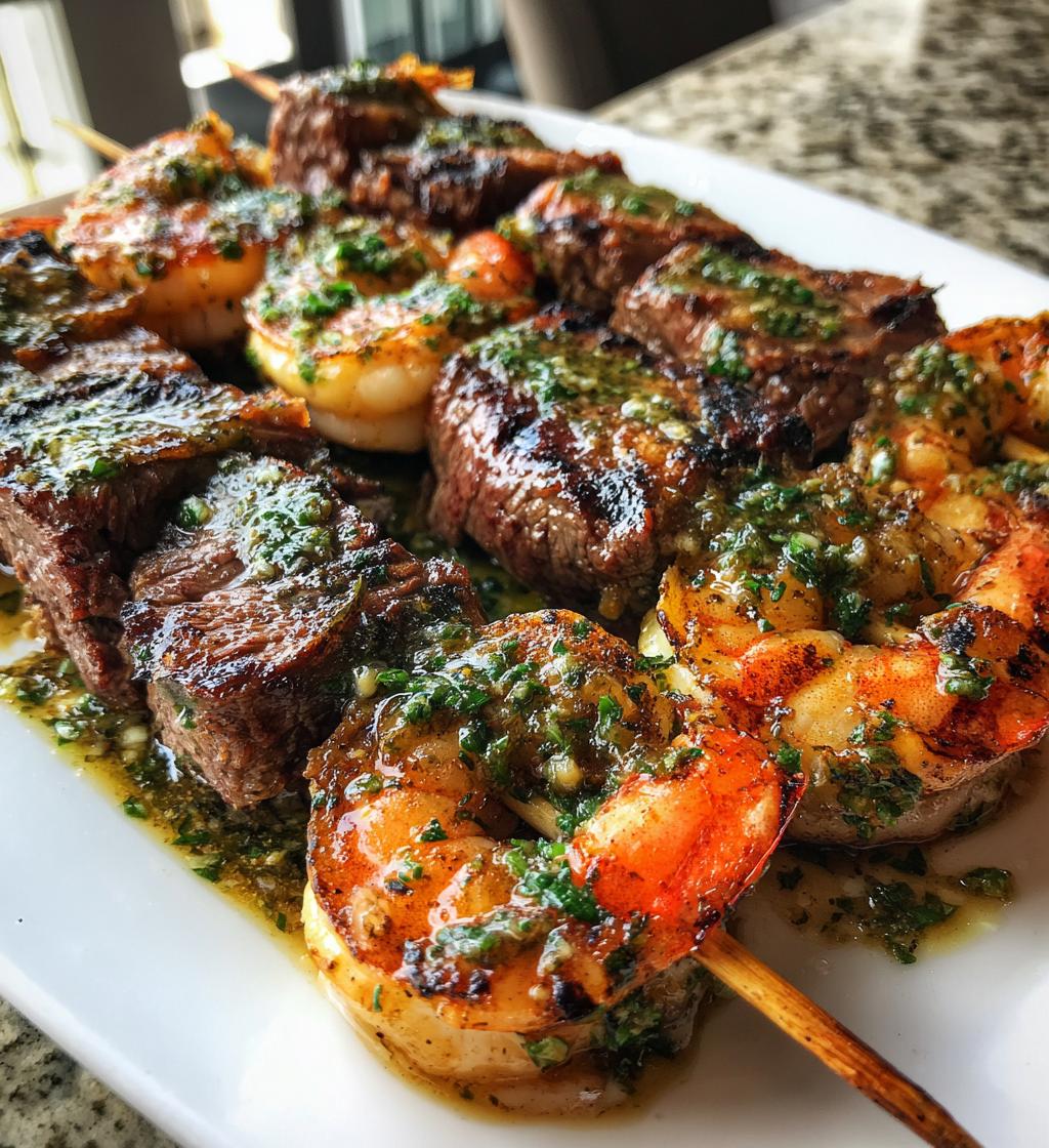 grilled surf turf skewers with chimichurri - detail 1