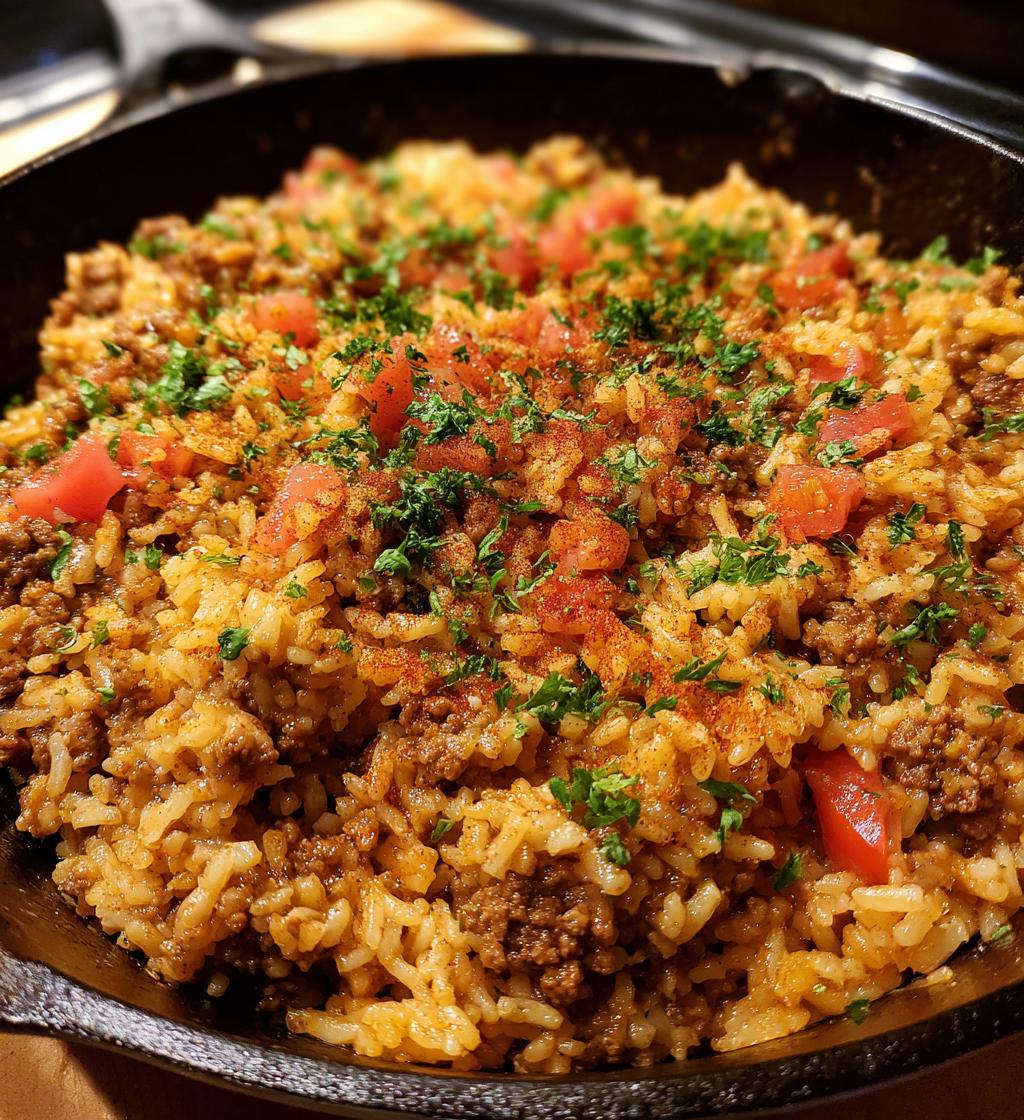 ground beef and rice skillet - detail 1