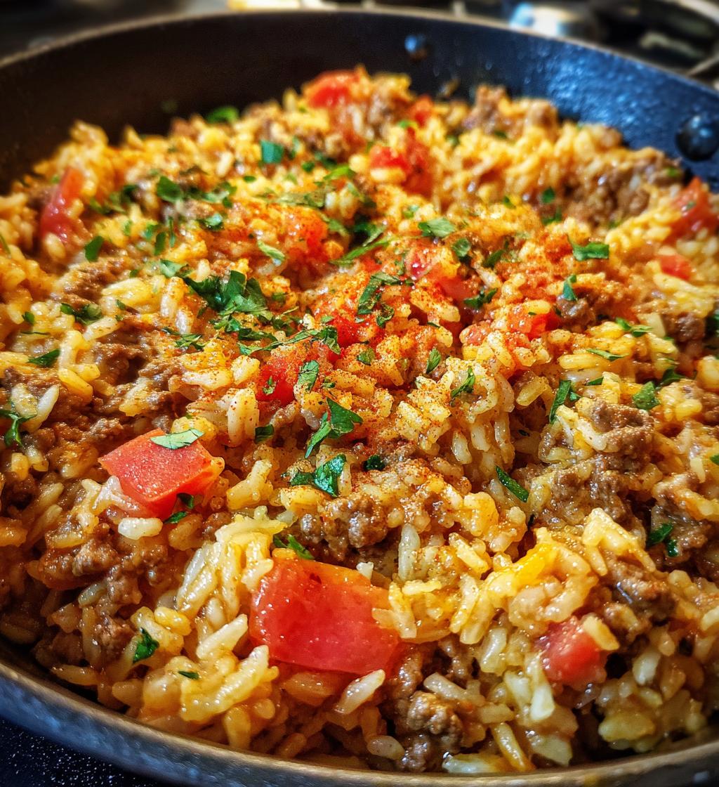 ground beef and rice skillet