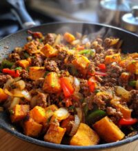 ground beef and sweet potato skillet