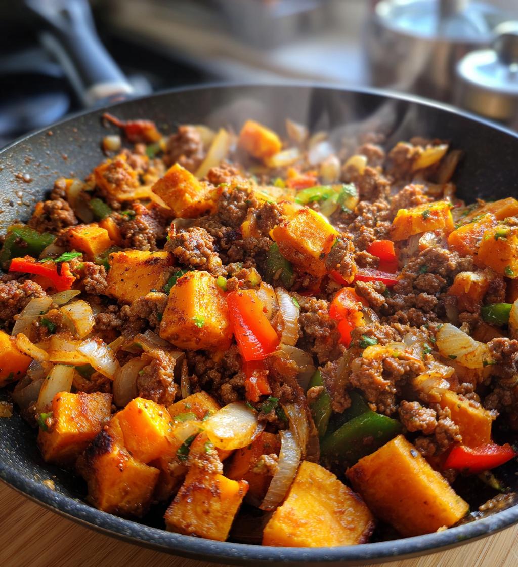 ground beef and sweet potato skillet