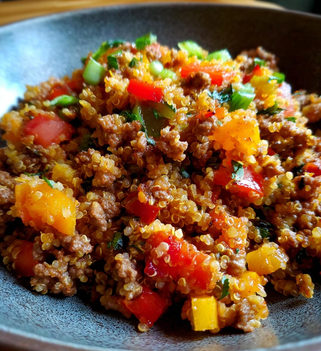 ground beef quinoa skillet