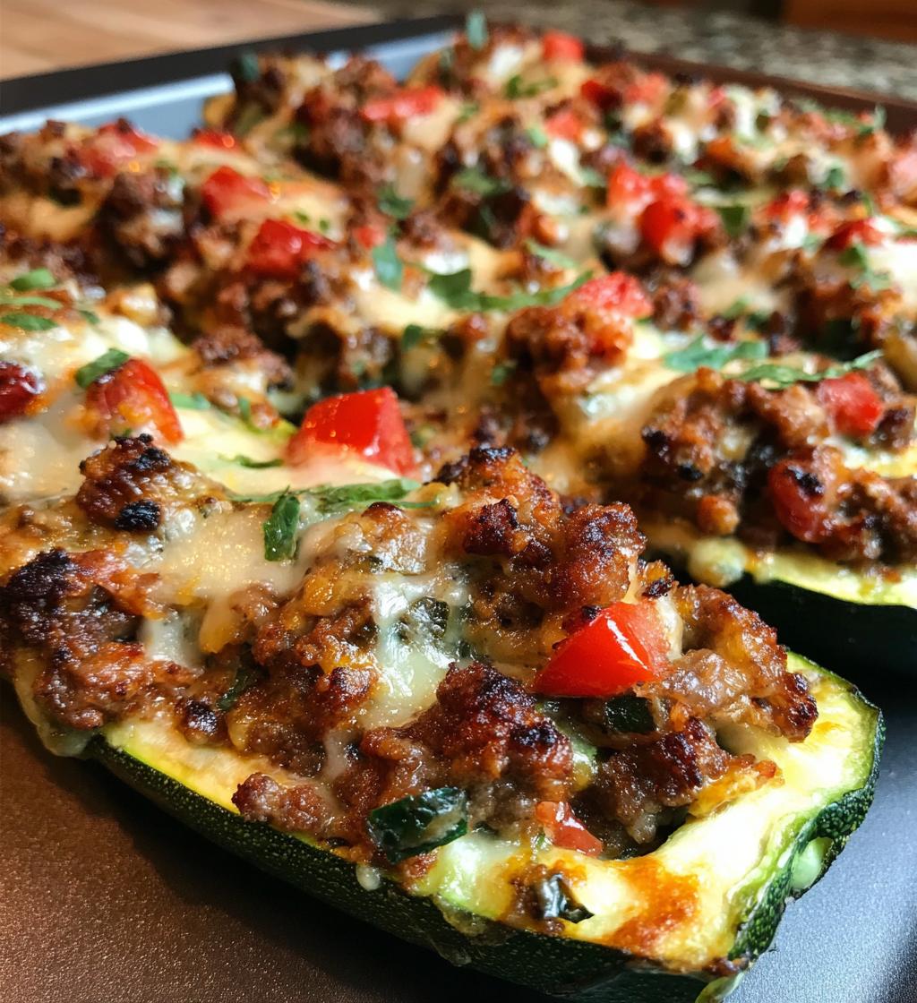 ground beef zucchini boats - detail 1