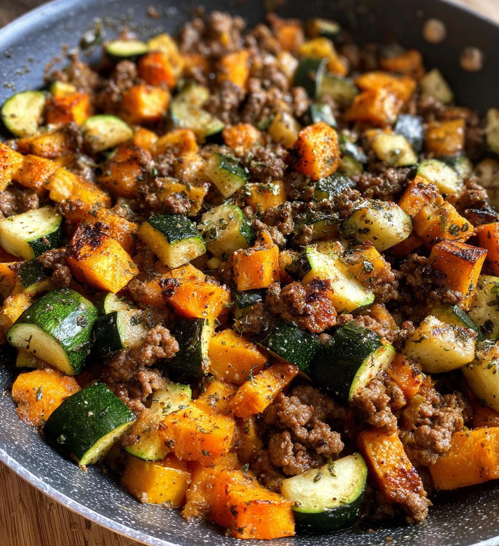 ground beef zucchini sweet potato skillet - detail 1