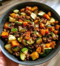 ground beef zucchini sweet potato skillet