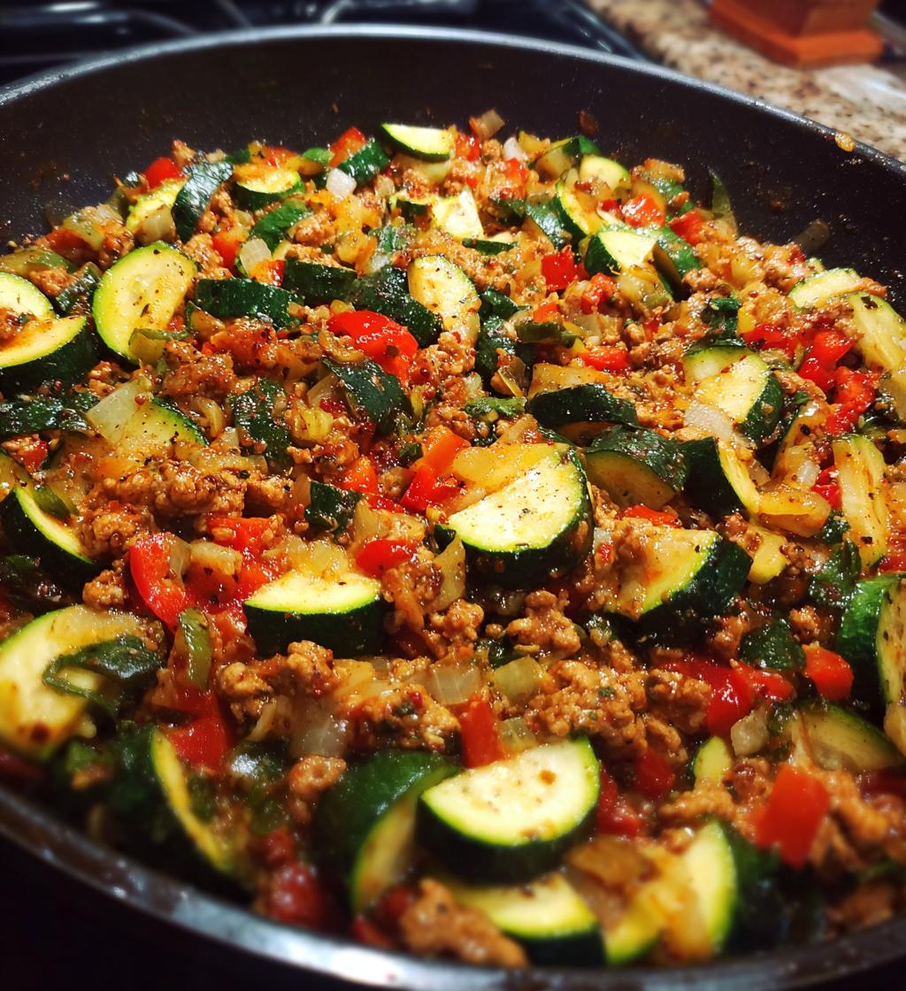 ground turkey and zucchini skillet - detail 1