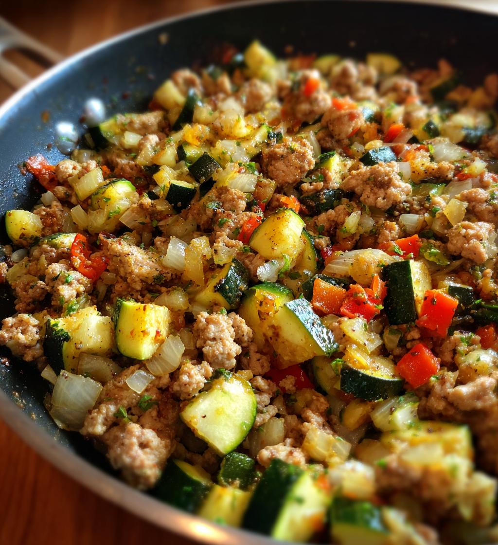 ground turkey zucchini skillet - detail 1
