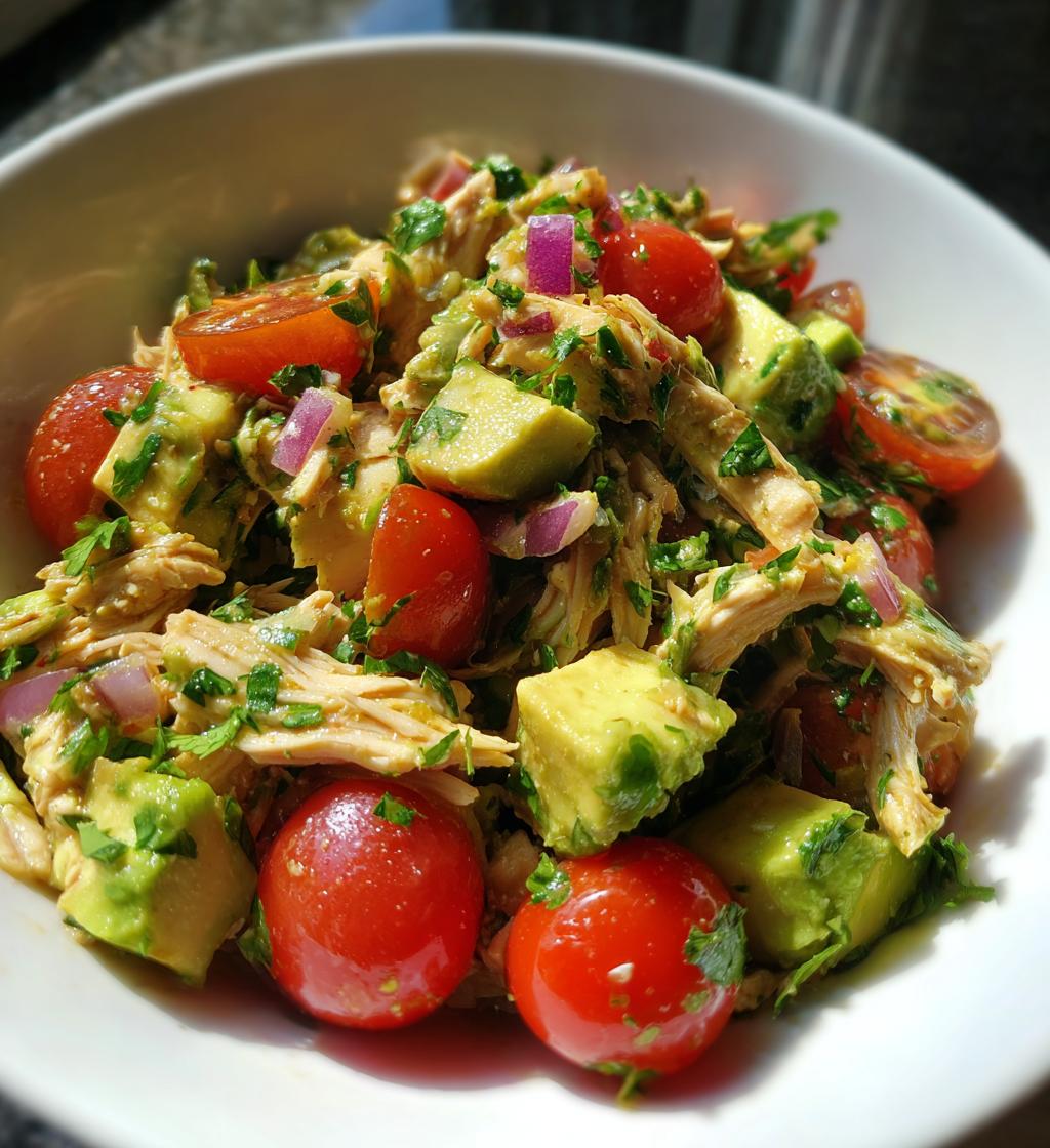 healthy avocado chicken salad