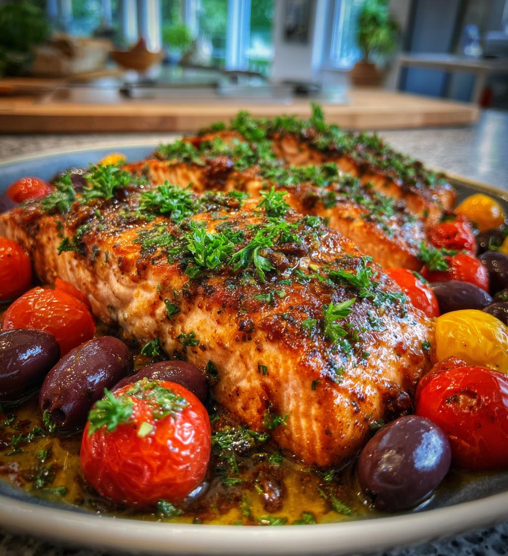 healthy mediterranean salmon dinner - detail 1