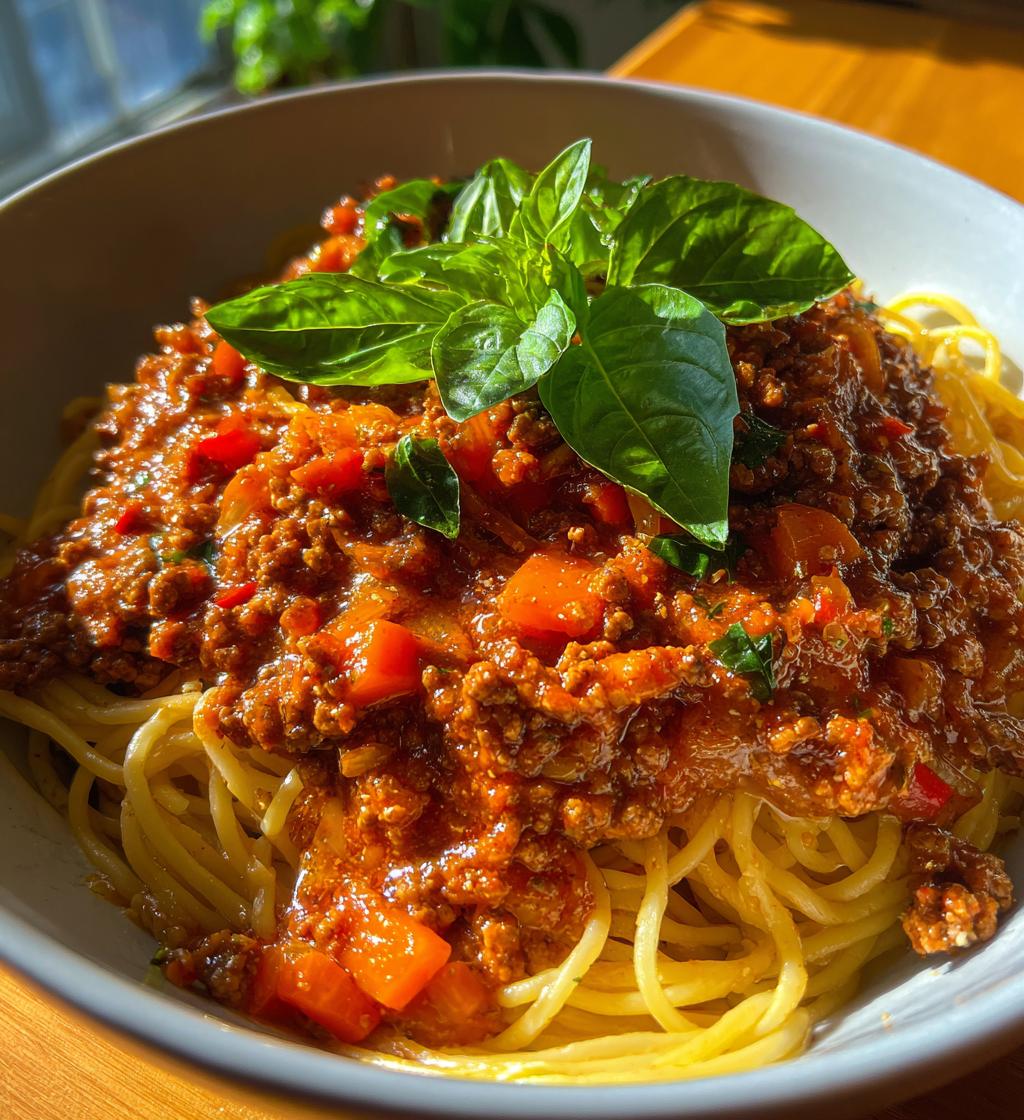 homemade bolognese sauce - detail 1