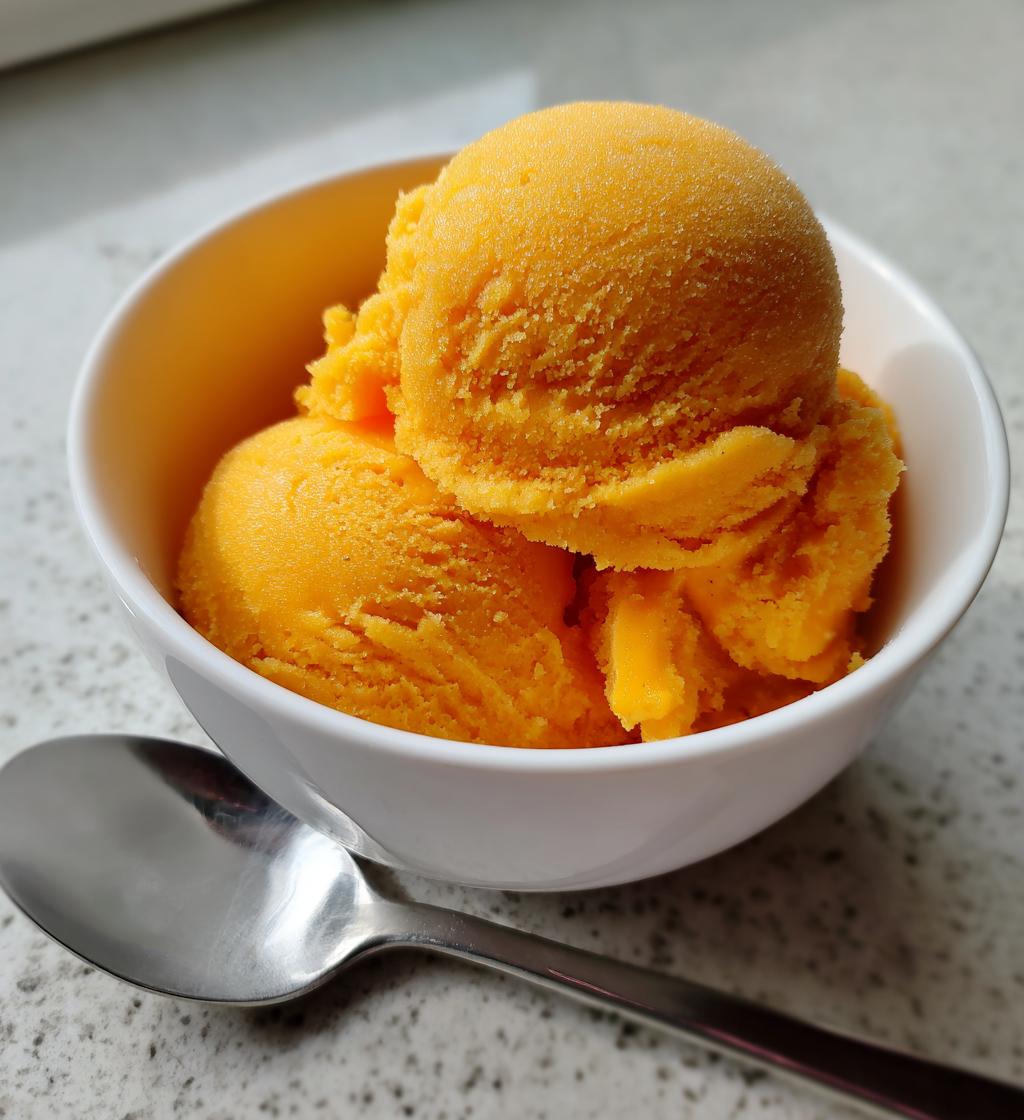 homemade mango sorbet - detail 1
