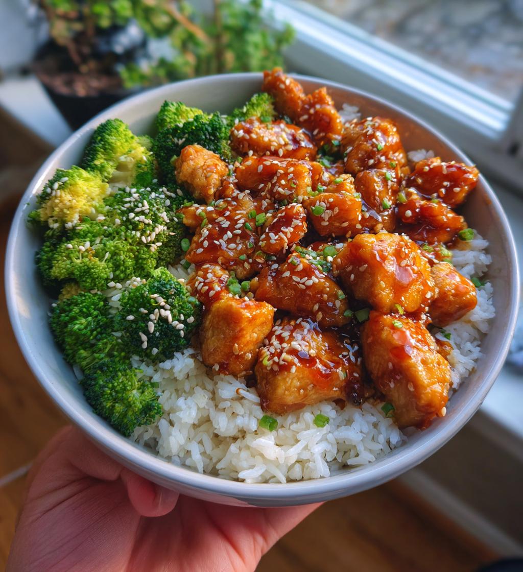 honey garlic chicken rice bowl - detail 1