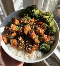 honey garlic chicken rice bowl