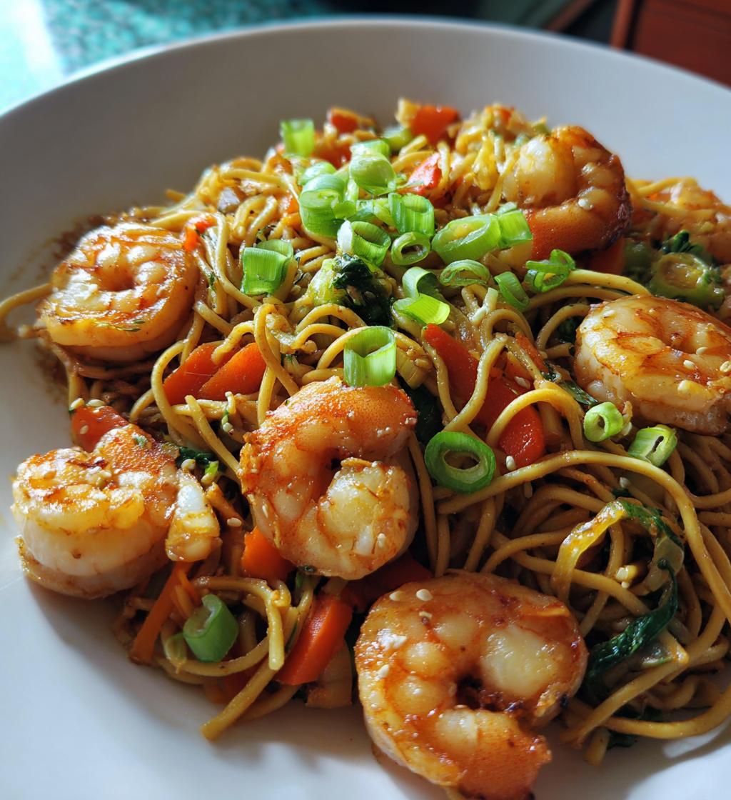 honey garlic shrimp chow mein