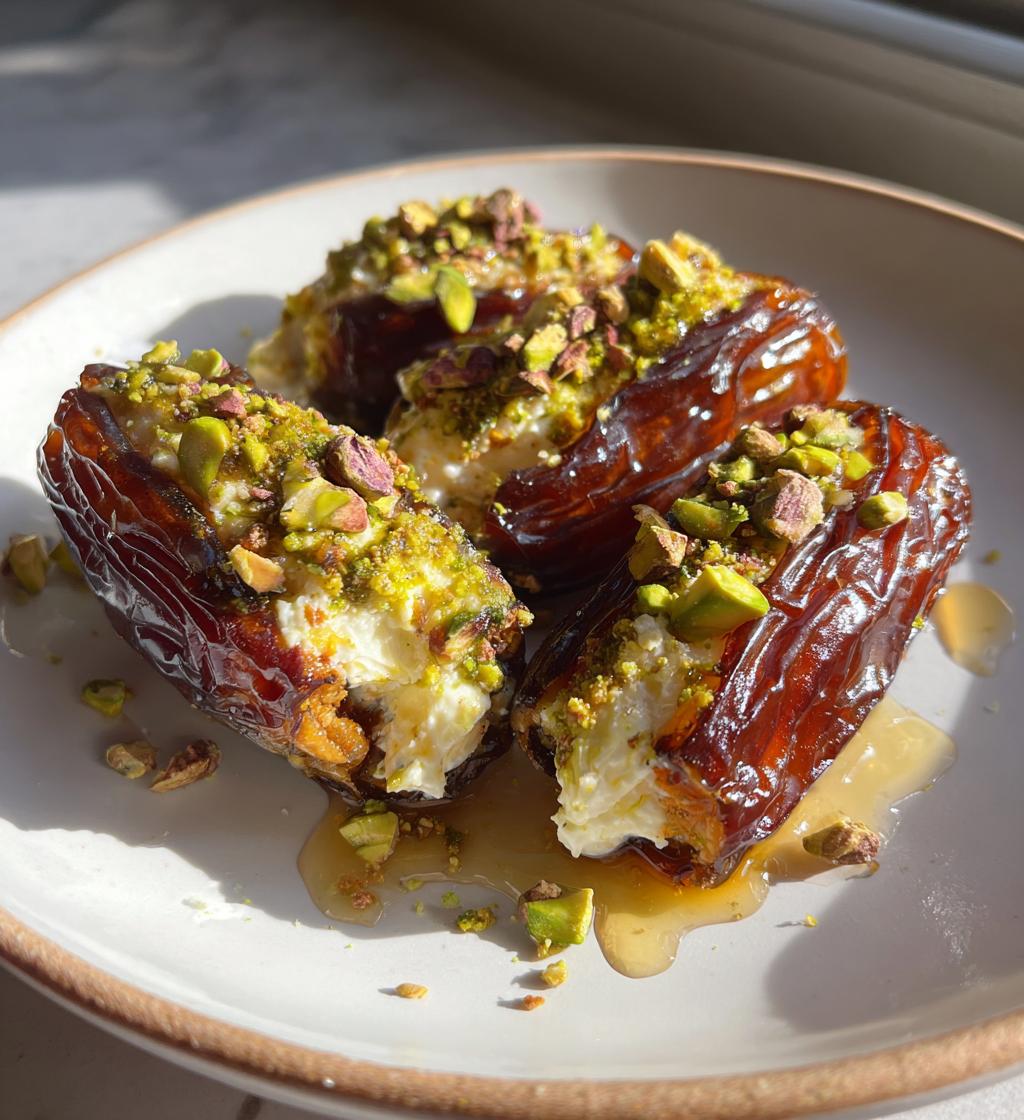 honey pistachio ricotta stuffed dates - detail 1