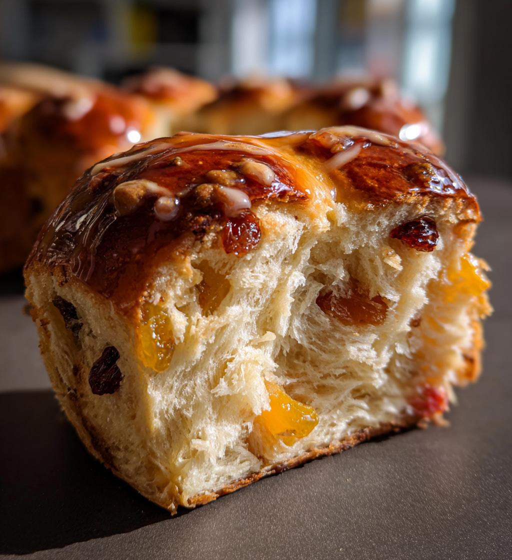 hot cross buns with candied fruit - detail 1