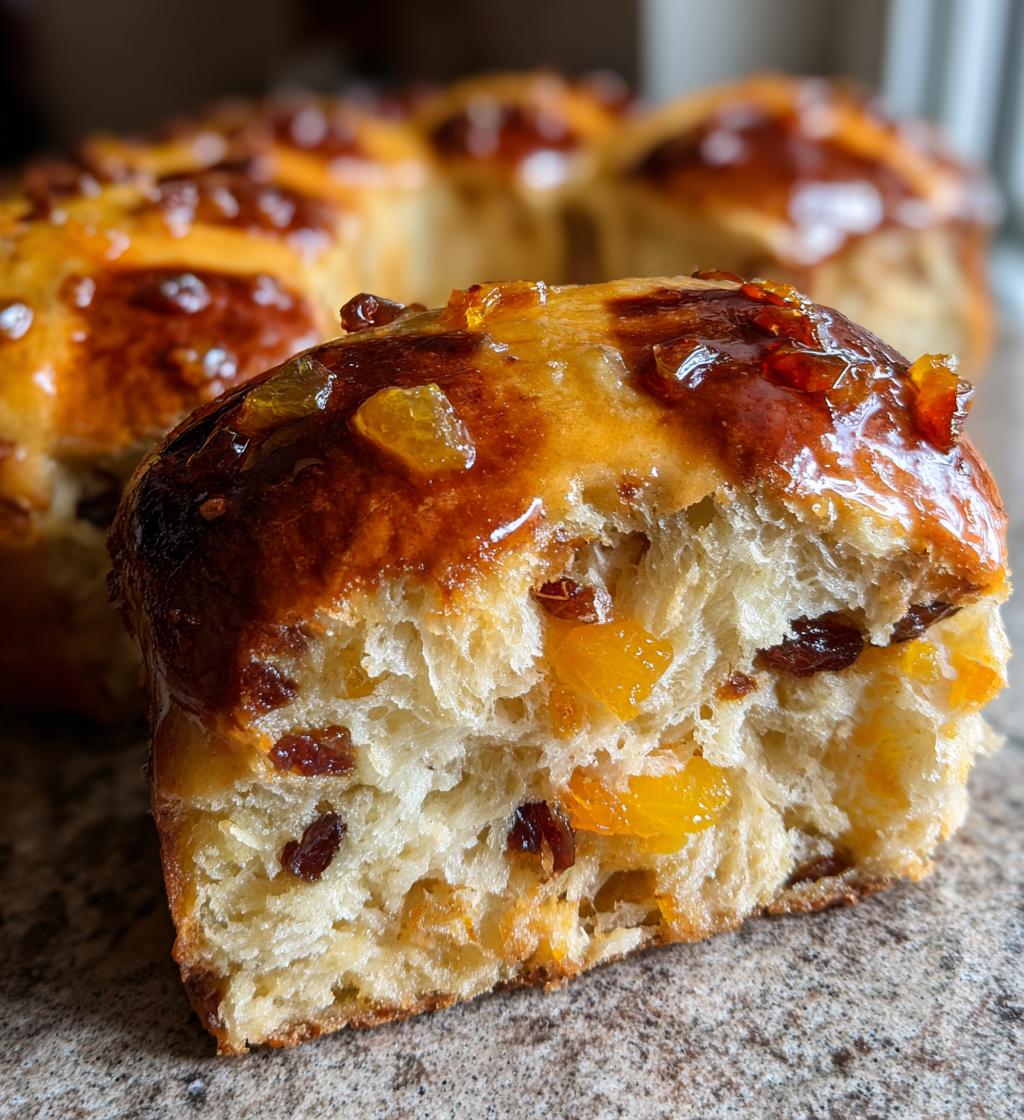 hot cross buns with candied fruit