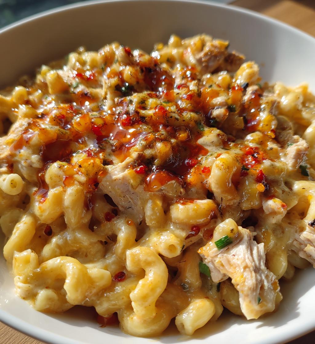 hot honey chicken mac n cheese