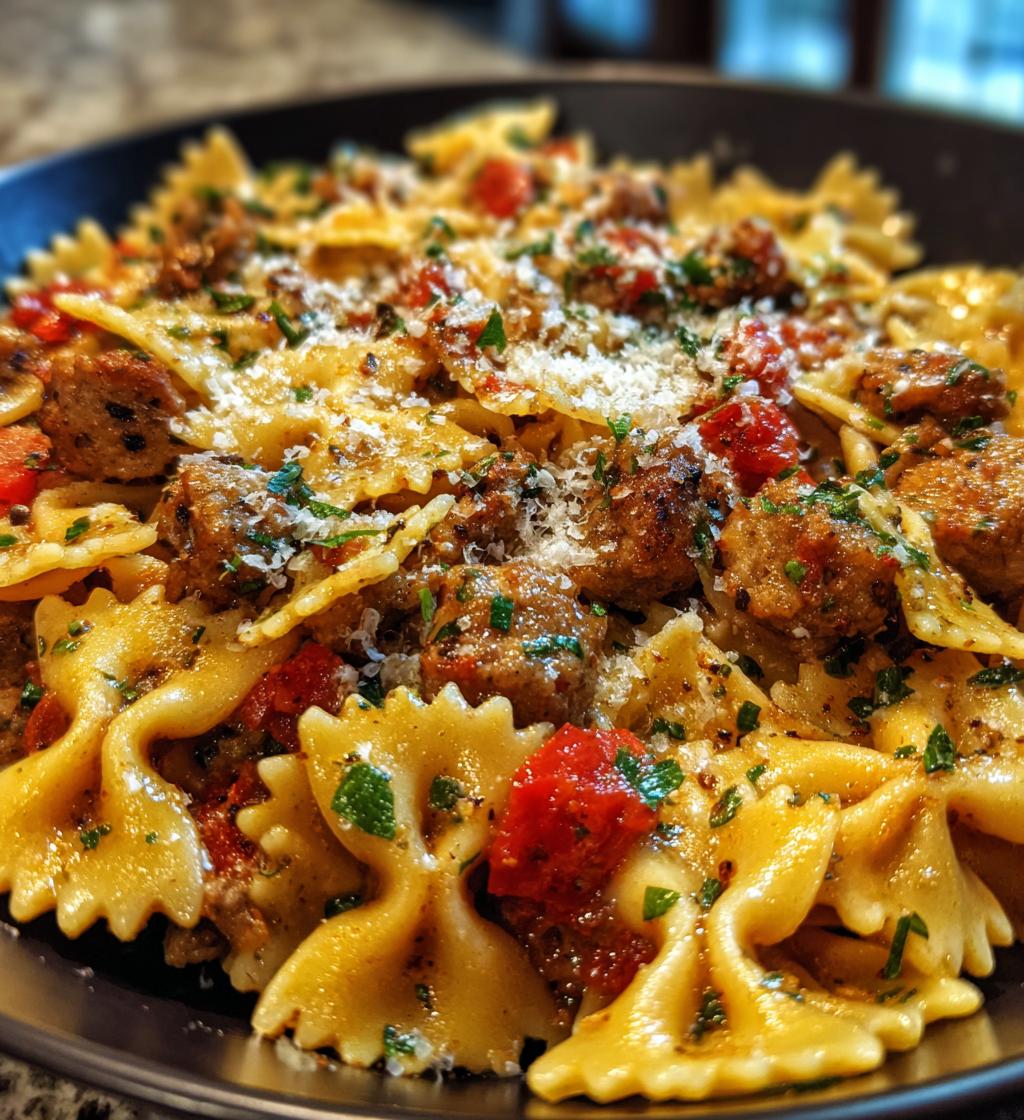 italian sausage with bow tie pasta