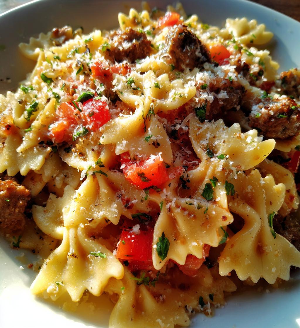 italian sausage with bow tie pasta