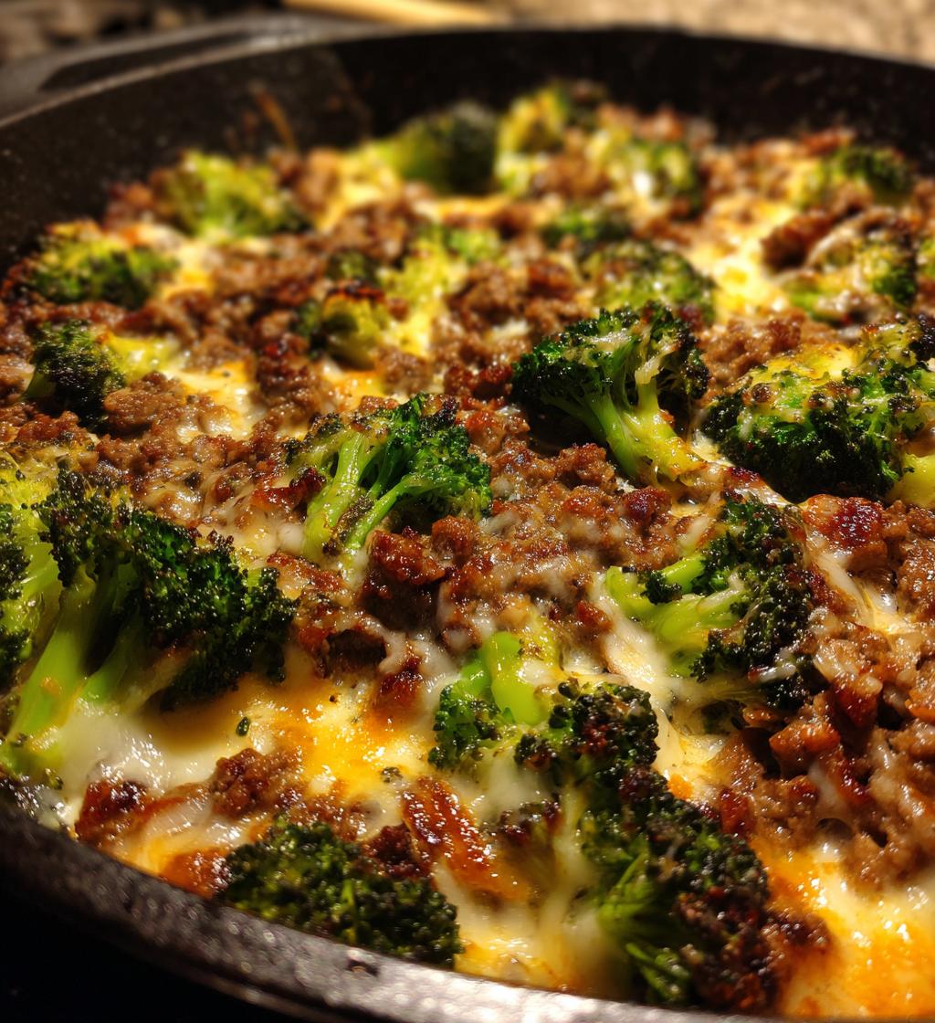 keto hamburger broccoli skillet - detail 1