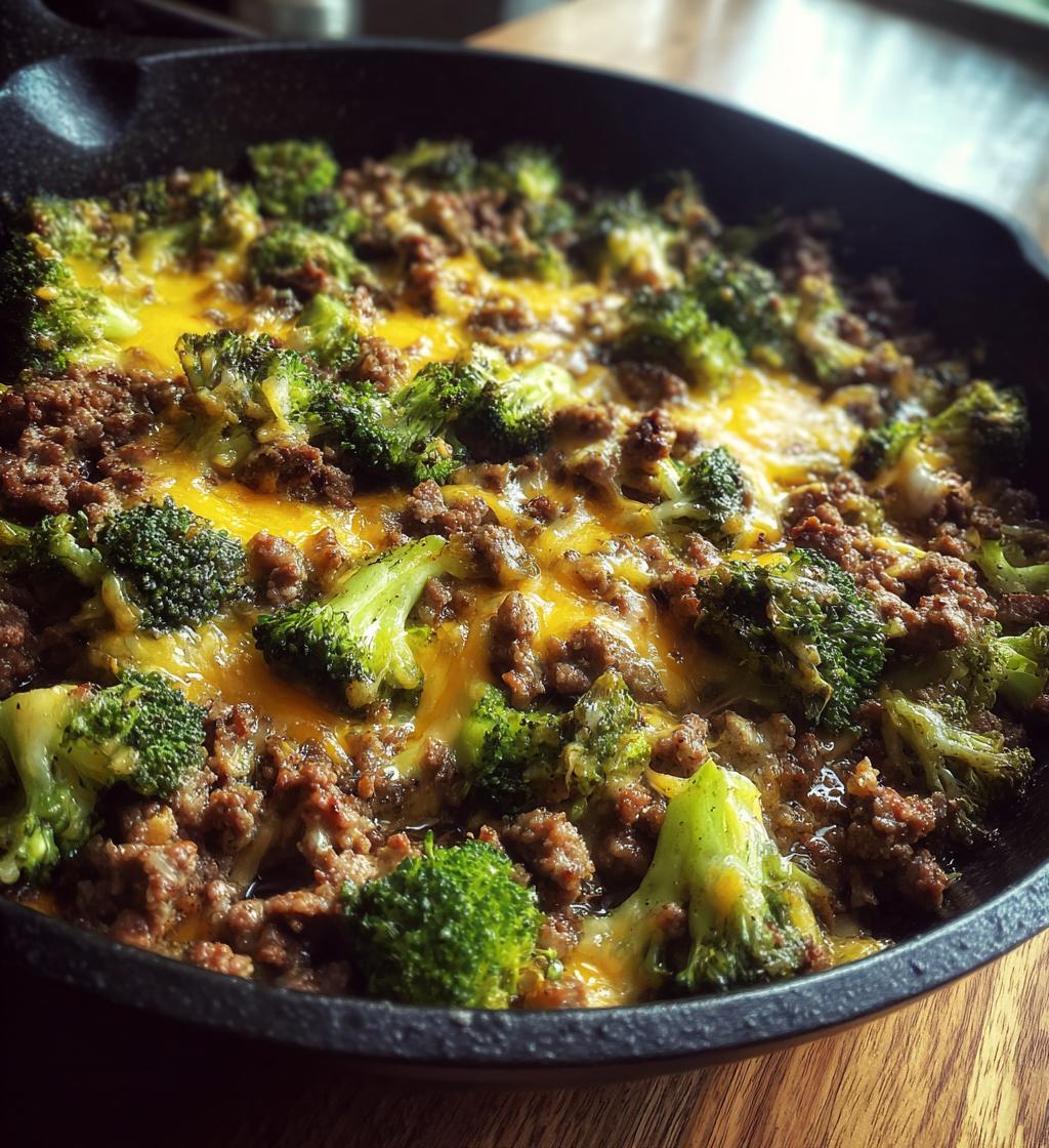 keto hamburger broccoli skillet
