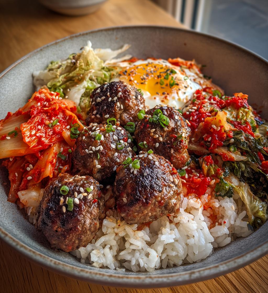 korean bbq meatball rice bowls
