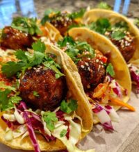 korean bbq meatball tacos